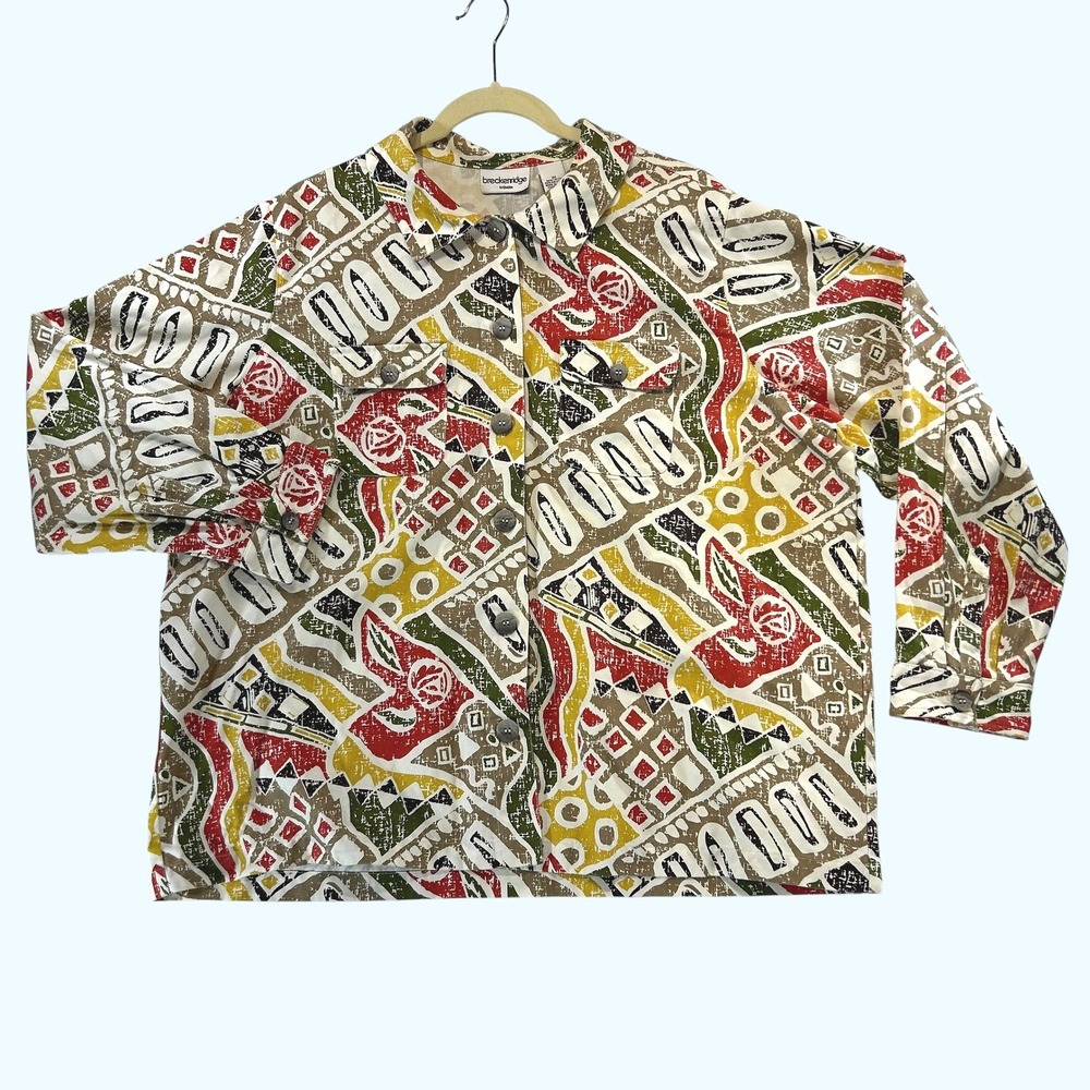 VTG 90s Art Teacher Abstract Eclectic Grandpa Jacket 2X Oversized Quirky Retro